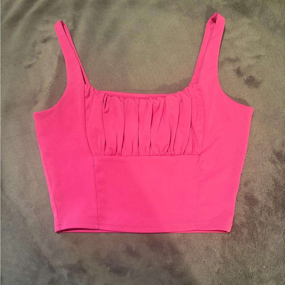Vibrant Pink Ruched Crop Top